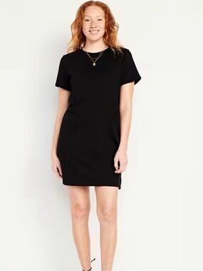 Old Navy Black Short Sleeve Mini Shift Dress